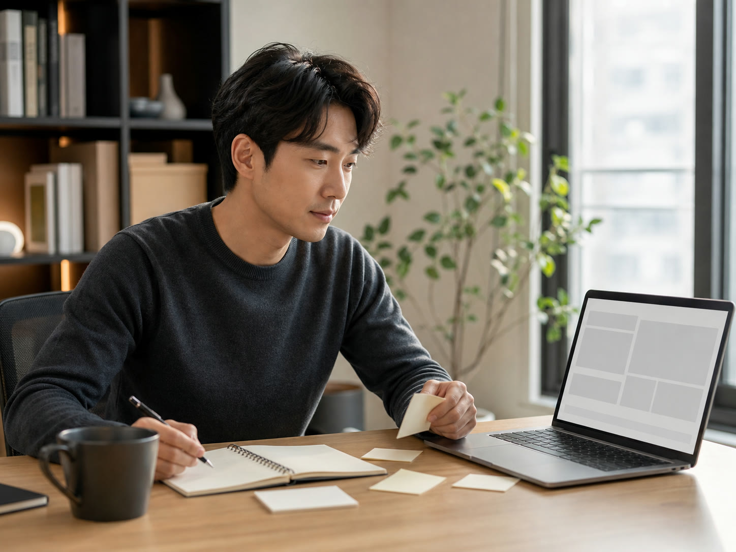 1인 사업자가 광고 문구를 검토하는 예시 이미지