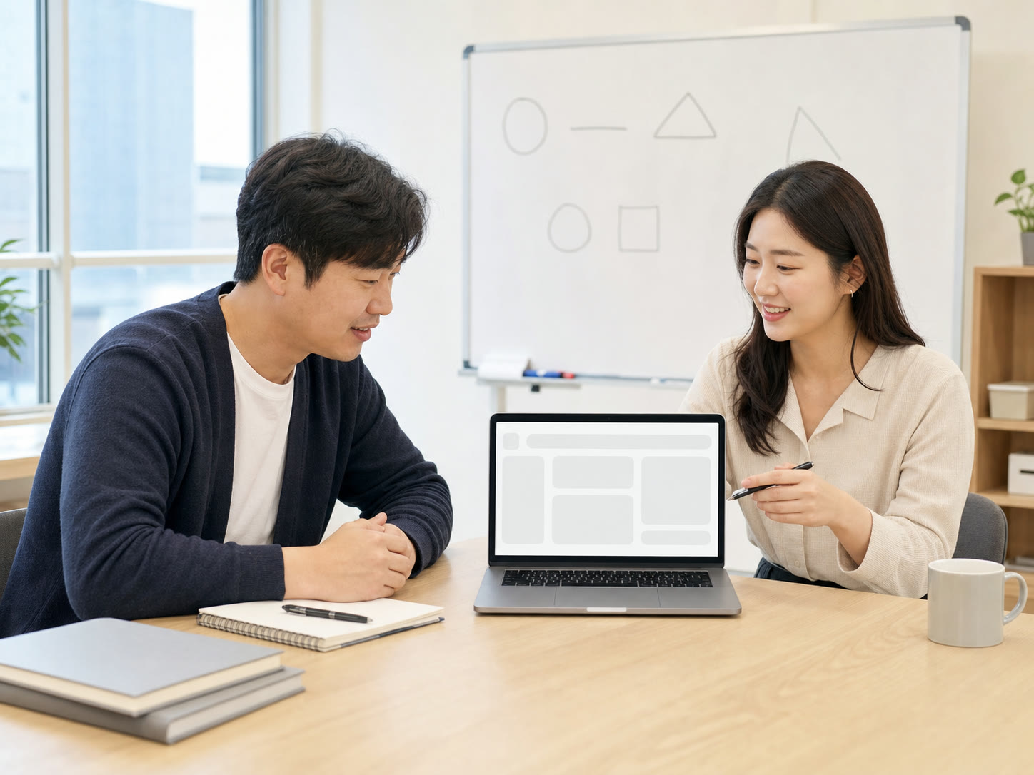 예시 이미지: 오프라인 교육에서 엑셀 화면을 설명하는 장면