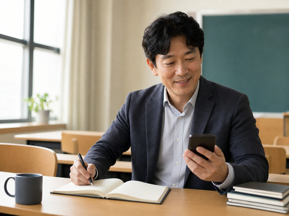문의 알림을 확인하고 응대 내용을 준비하는 강사의 예시 이미지