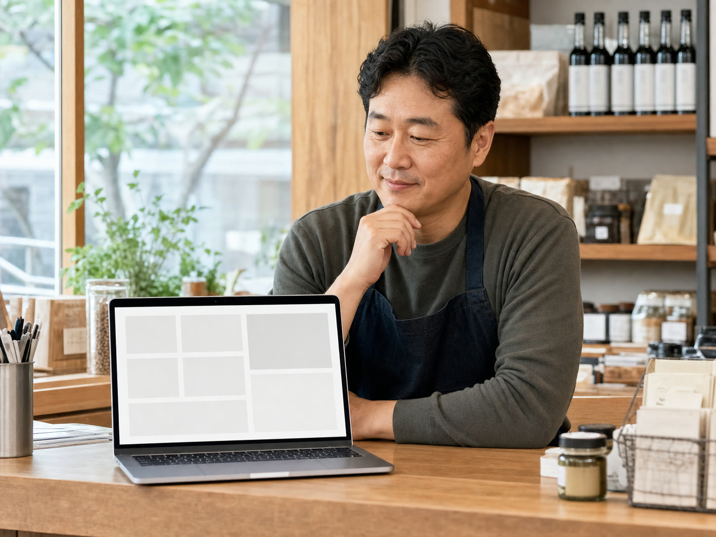 영업 중 잠시 마케팅 현황을 확인하는 예시 이미지