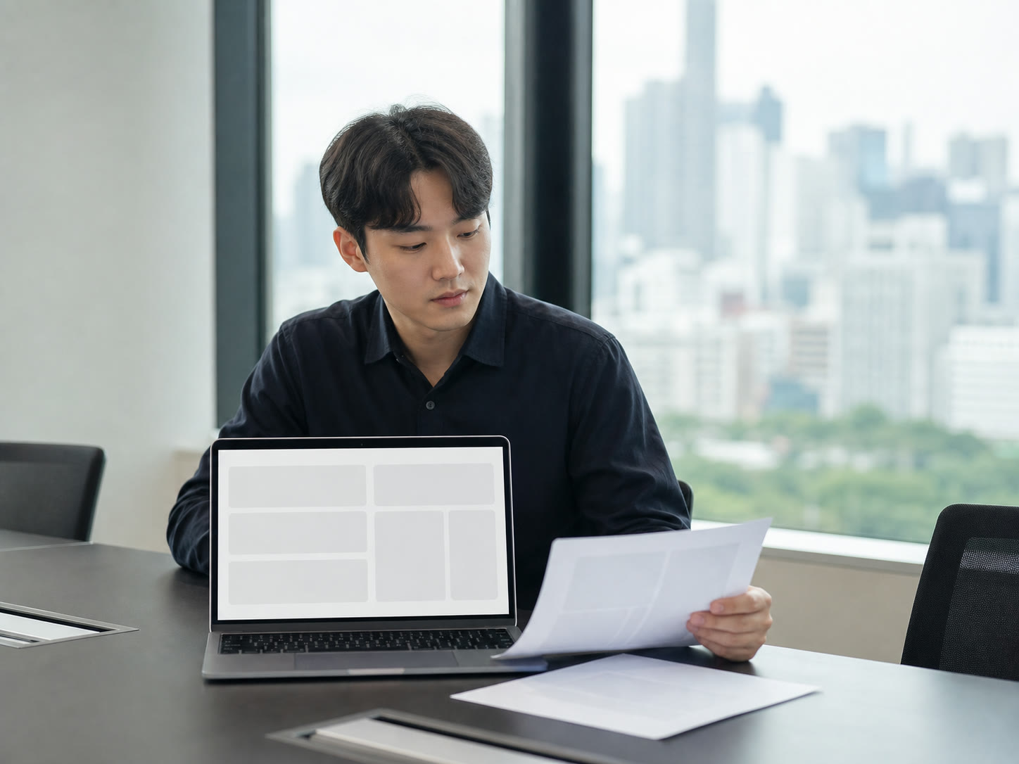 예시 이미지: 인하우스 마케터가 회의 전 AI로 자료를 정리하는 장면
