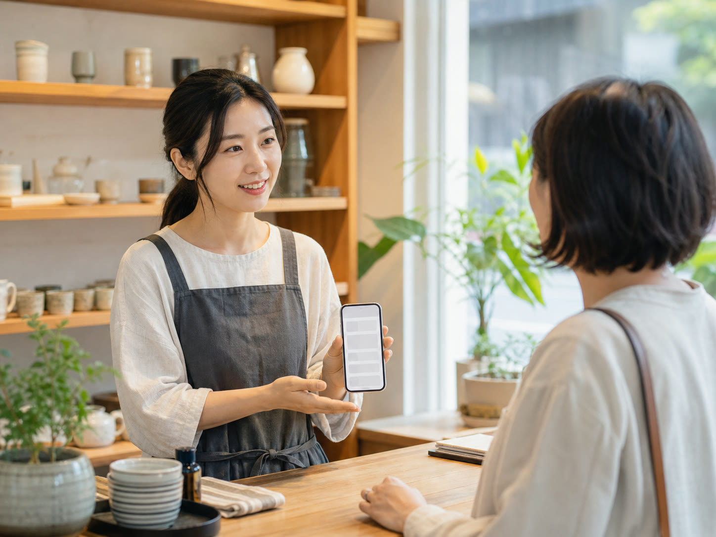 정리된 문의 상태를 확인한 뒤 손님 응대와 매장 운영에 집중하는 한국인 사장님