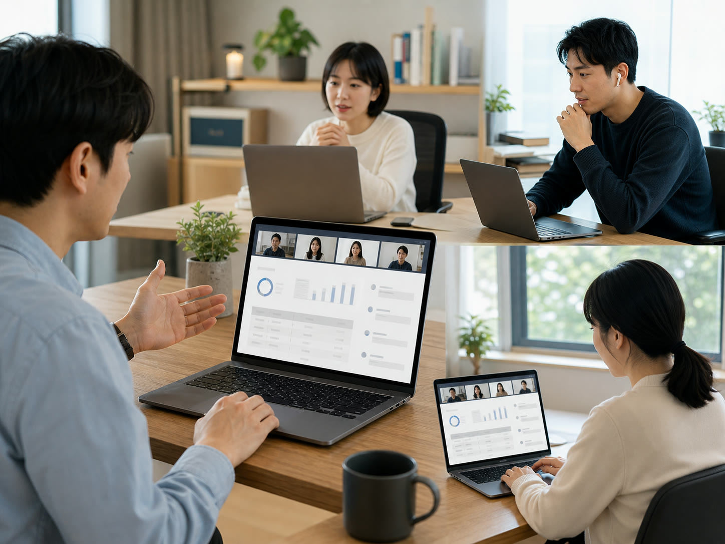 온라인 Google Meet에서 사업 업무를 화면으로 공유하는 목요 AI 모임의 예시 이미지