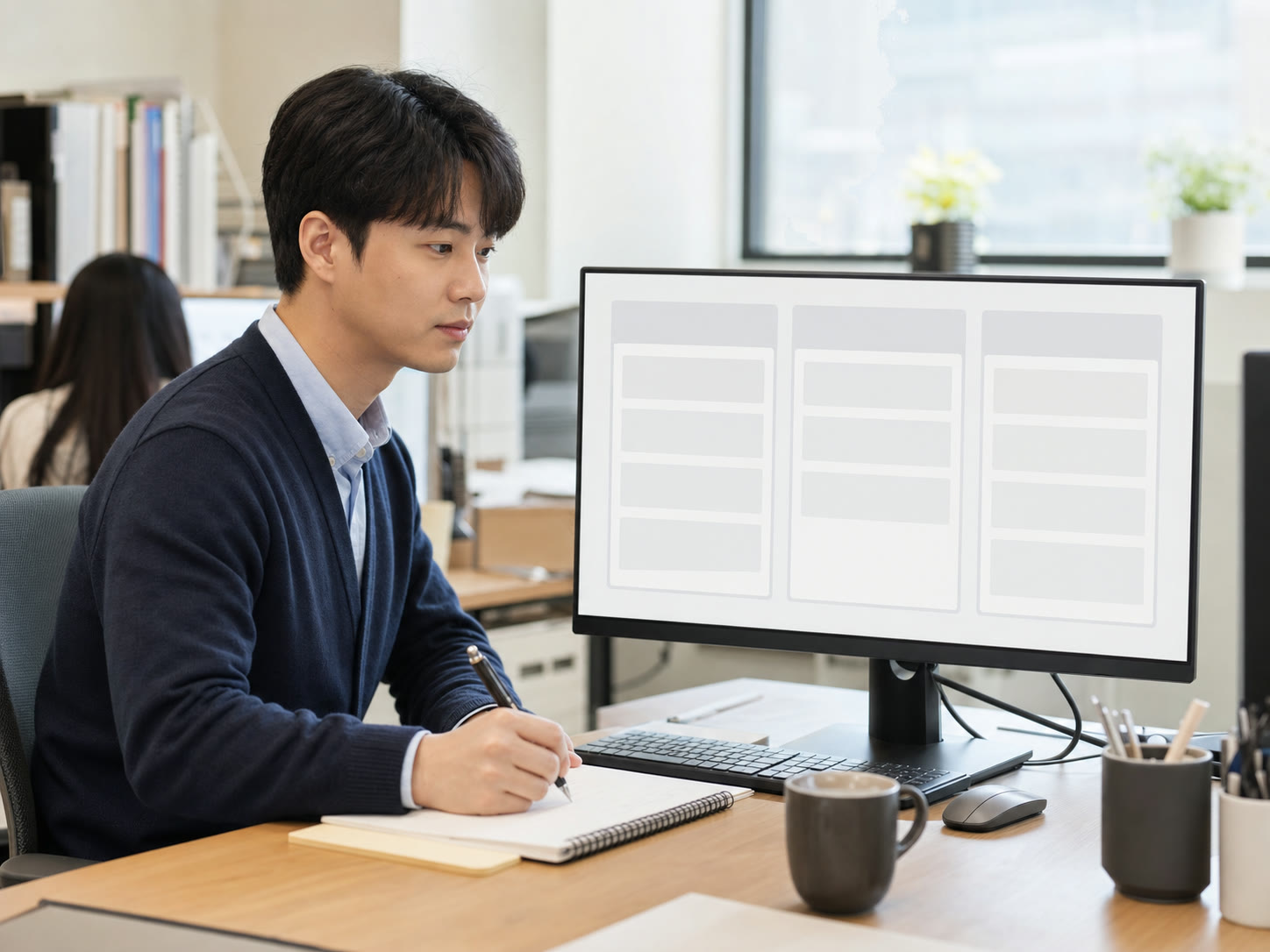 예시 이미지: 상태별 문의를 확인하며 응대 순서를 정리하는 마케터