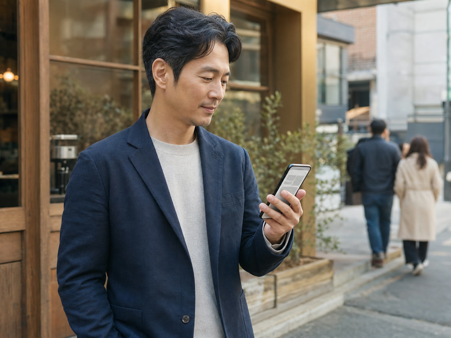 새 문의 알림을 확인하는 이동 중 업무 장면 예시