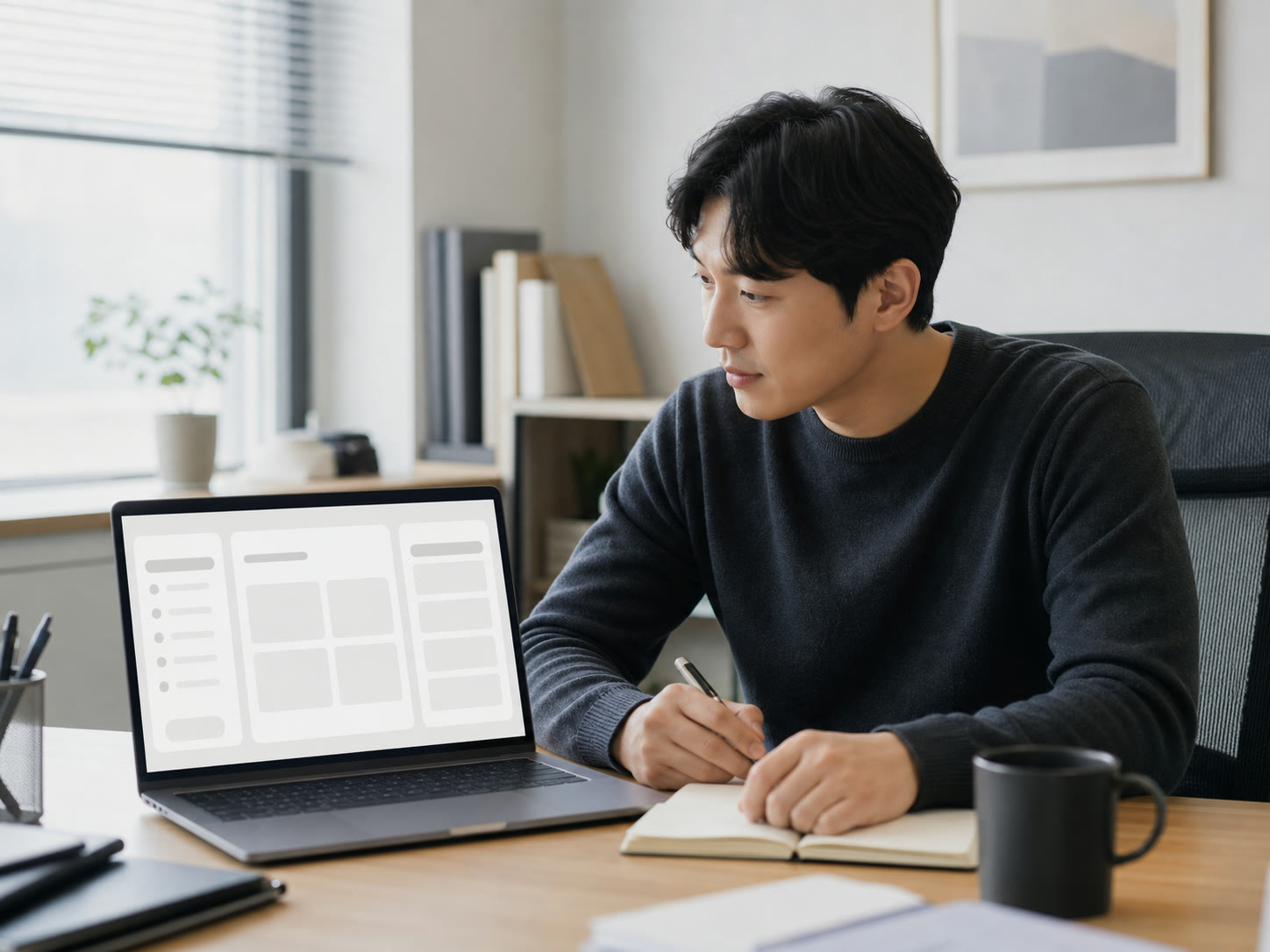 예약 전날 안내 문구를 검토하는 인하우스 마케터의 예시 이미지