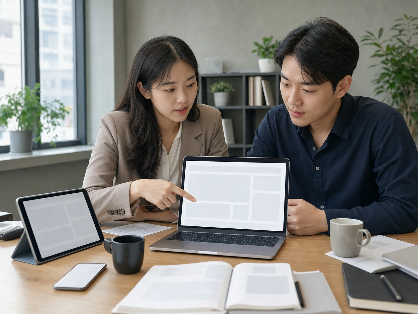 대시보드의 경고 항목을 함께 살펴보는 소규모 팀 장면(예시 이미지)