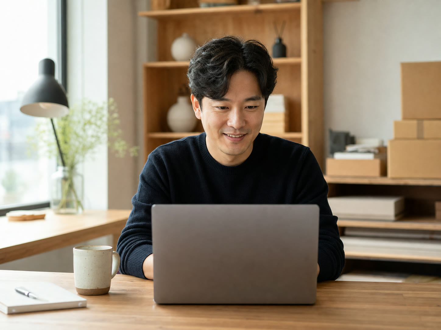 자신의 서비스 페이지 아이디어를 정리하는 1인 사업자의 예시 이미지
