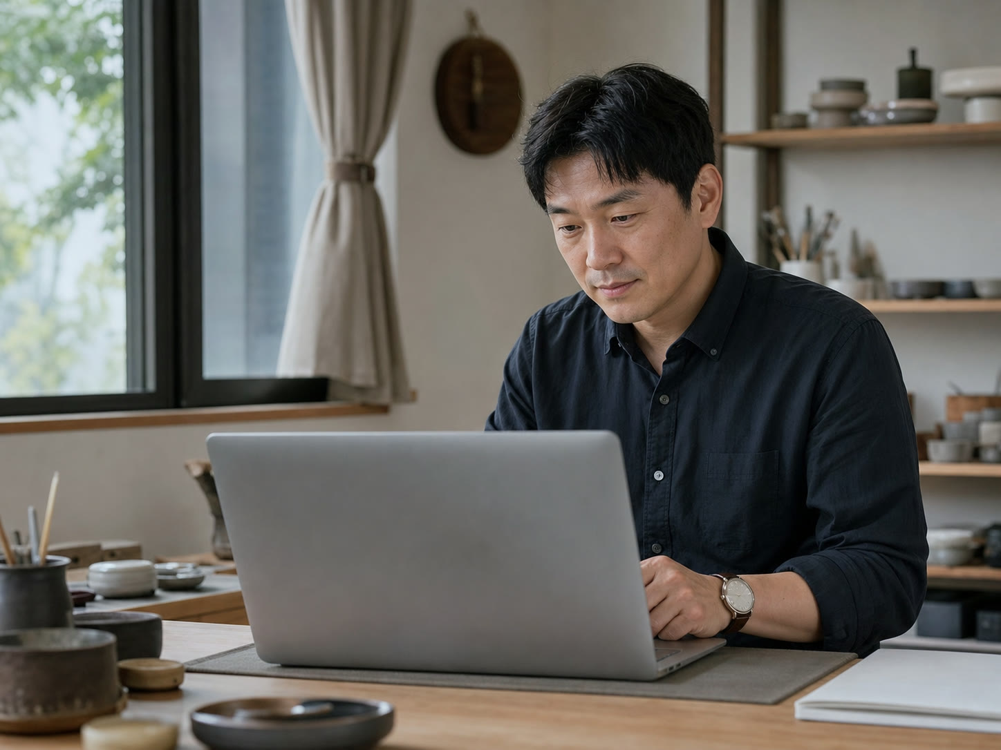 노트북으로 예약 페이지를 검토하는 강사 예시 이미지