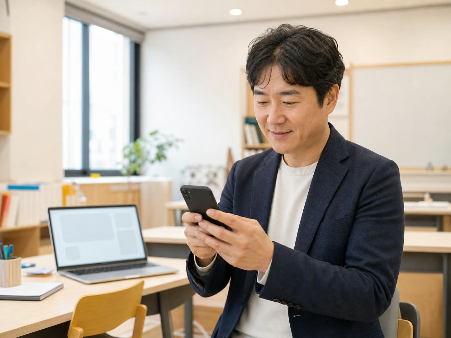 고객 시선으로 모바일 페이지를 확인하는 사장님 예시 이미지