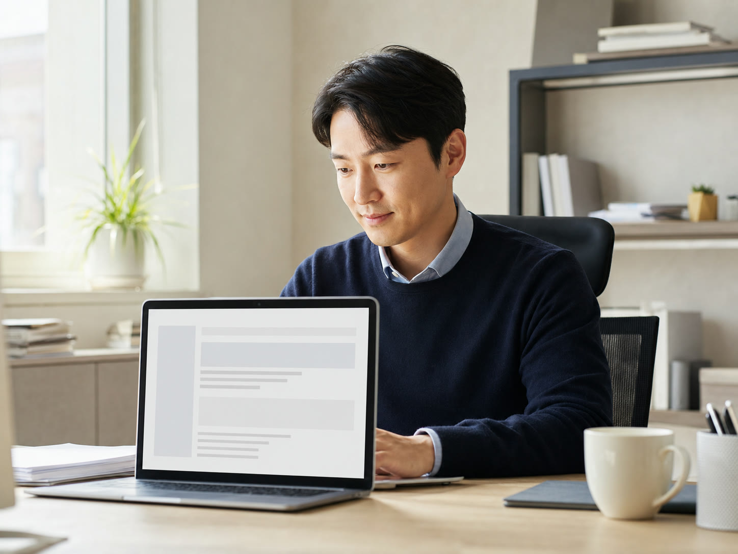 예시 이미지: 정책 페이지 구조를 검토하는 마케터